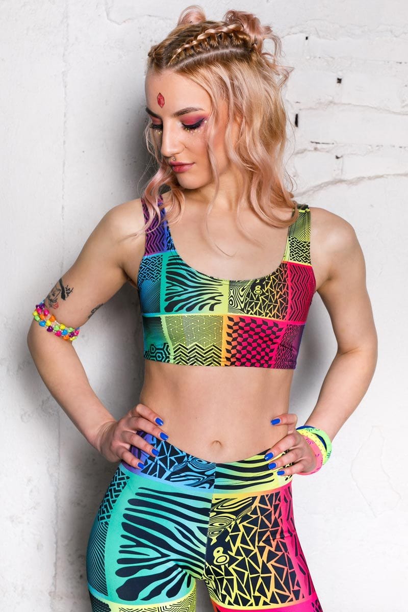 Rainbow Streaks Bra Top Close View