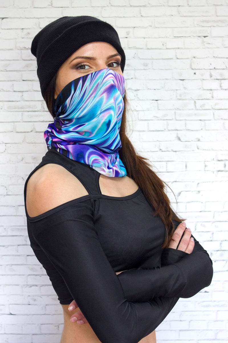 Trippy Blue Neck Gaiter Right View