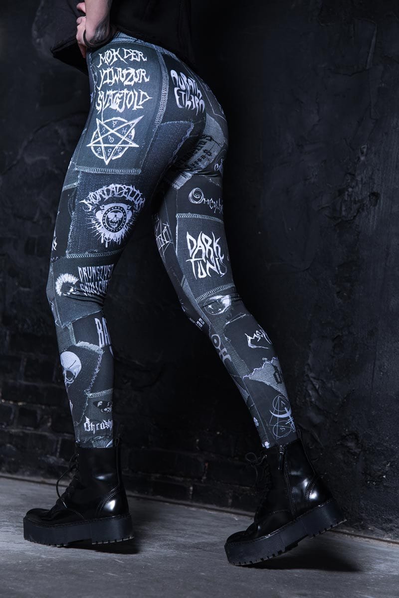 Black Denim Leggings Close View