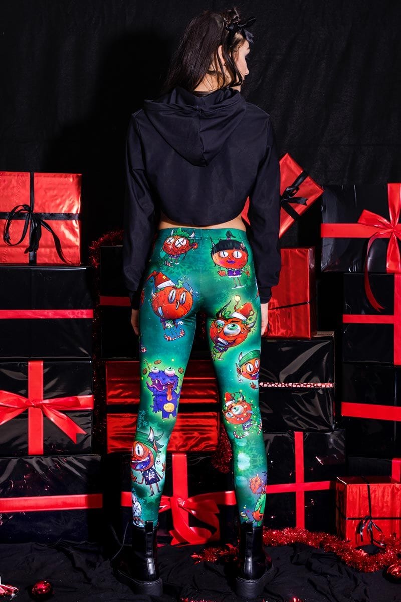 X-Mas Devil Green Leggings Back View