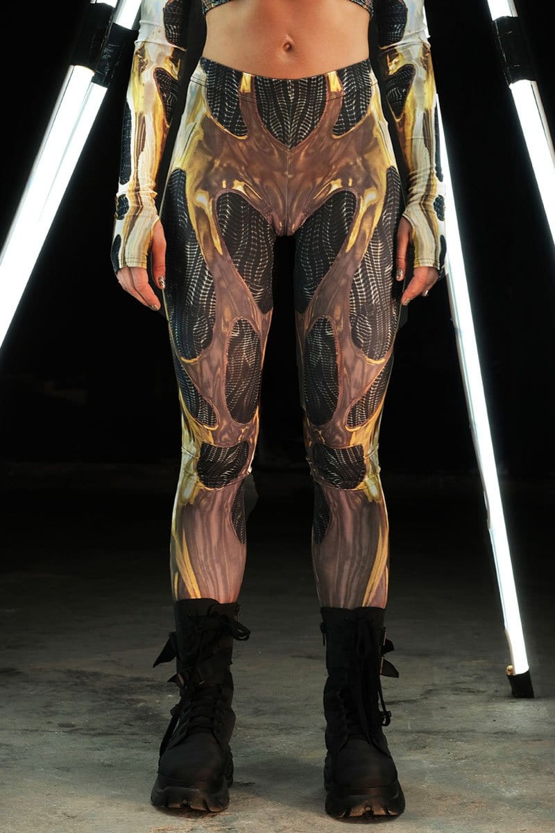 Golden Cyborg Leggings Close View