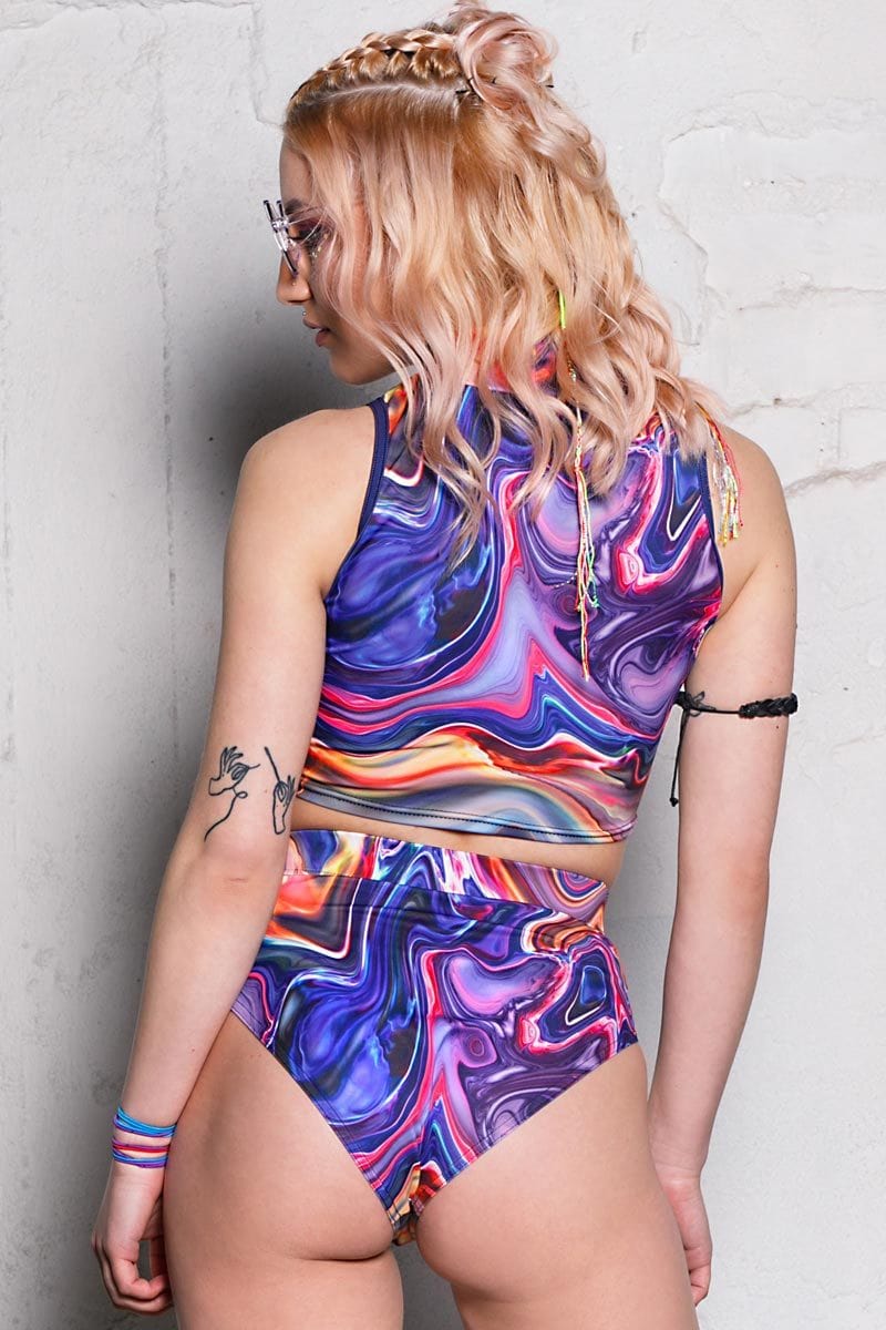 Liquid Trip Cut Out Crop Top Back View