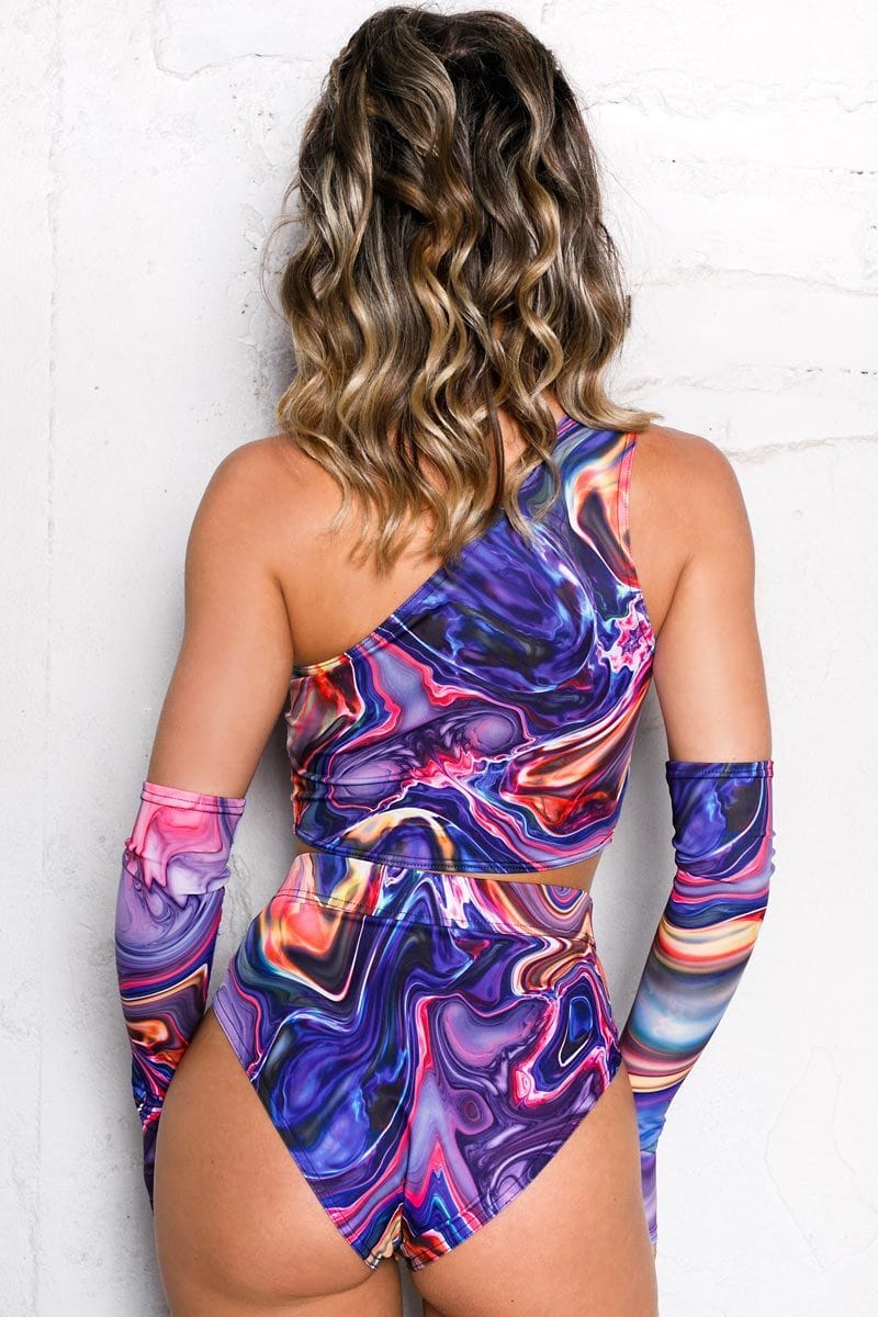 Liquid Trip One Shoulder Top Back View