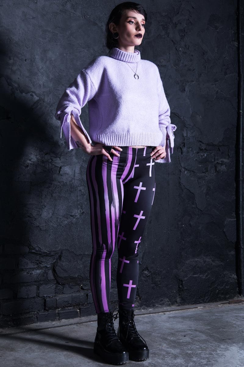 Pastel Cross Leggings Side View