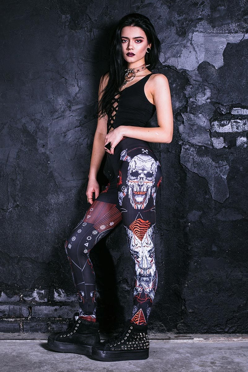 Punk Rock Skull Leggings Side View