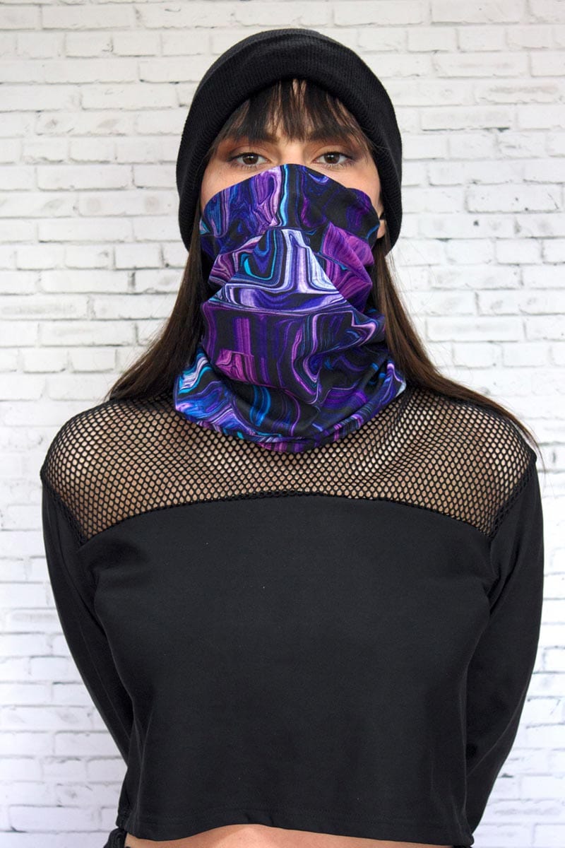 Purple Liquid Neck Gaiter Front View