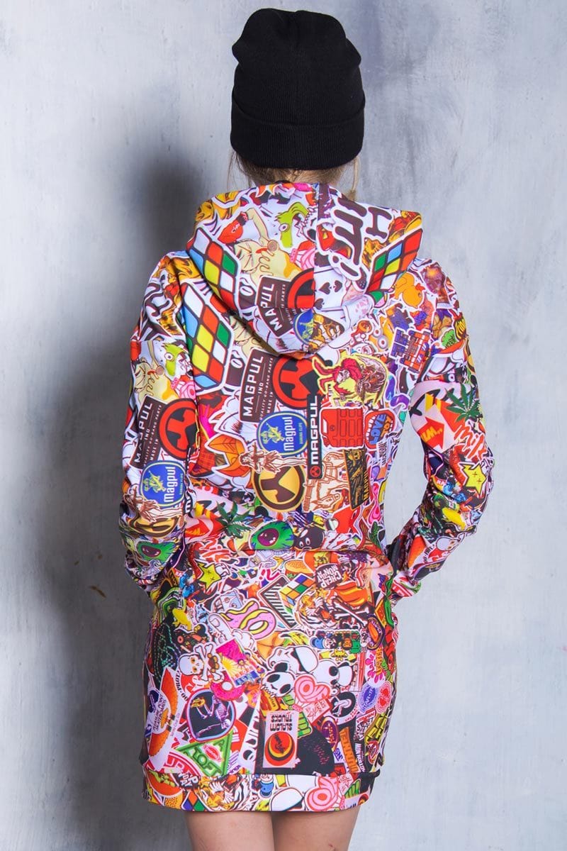 Sticker Bomb Hoodie Dress Back View