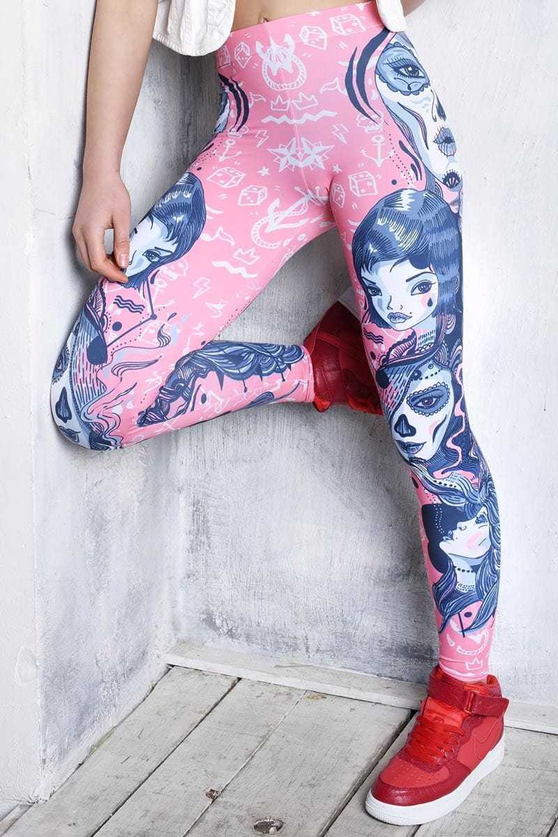 Sugar Skull Leggings Close View