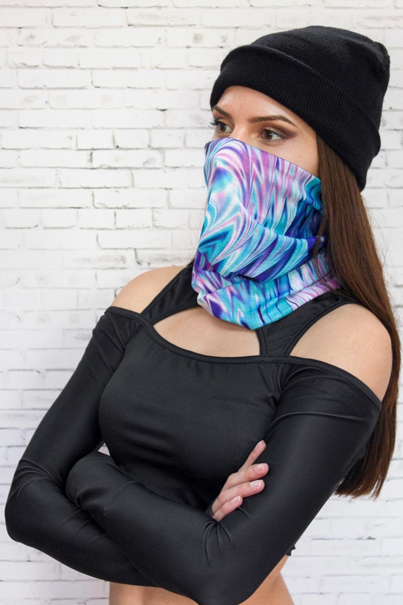 Trippy Blue Neck Gaiter Left View