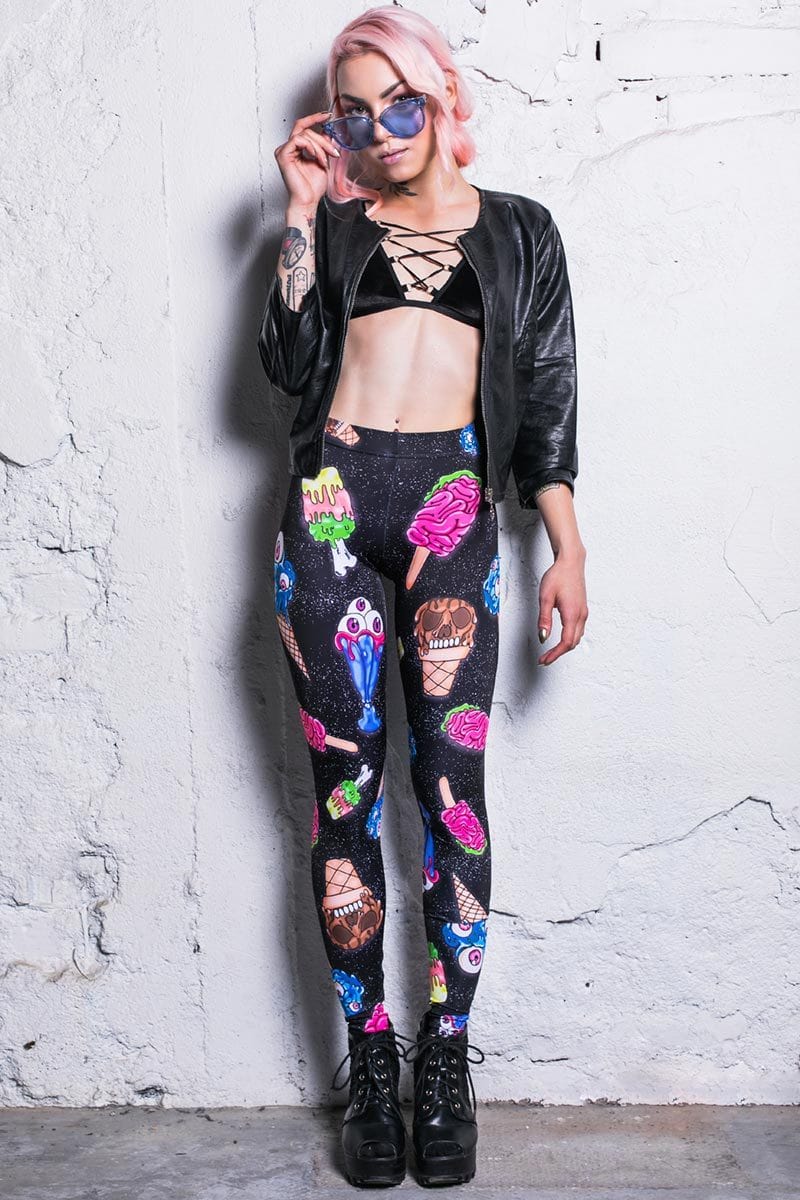 Zombie Ice Cream Leggings Front View