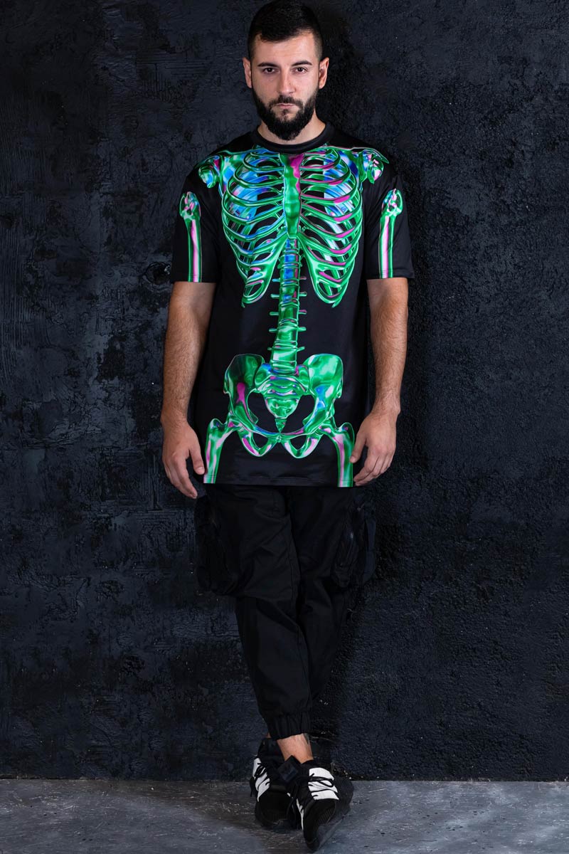 Emerald Skeleton Men Oversized Tee Full View