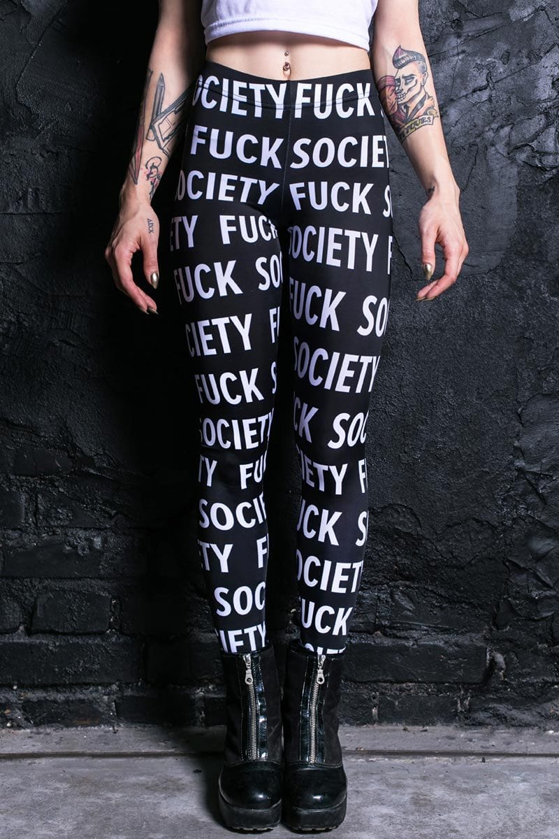 Fuck Society Leggings Close View