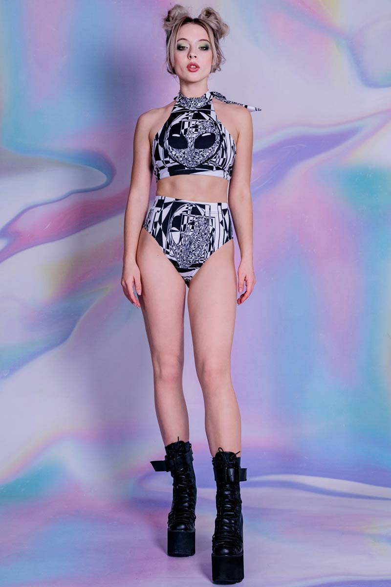 Glitch Alien Halter Neck Top Full View