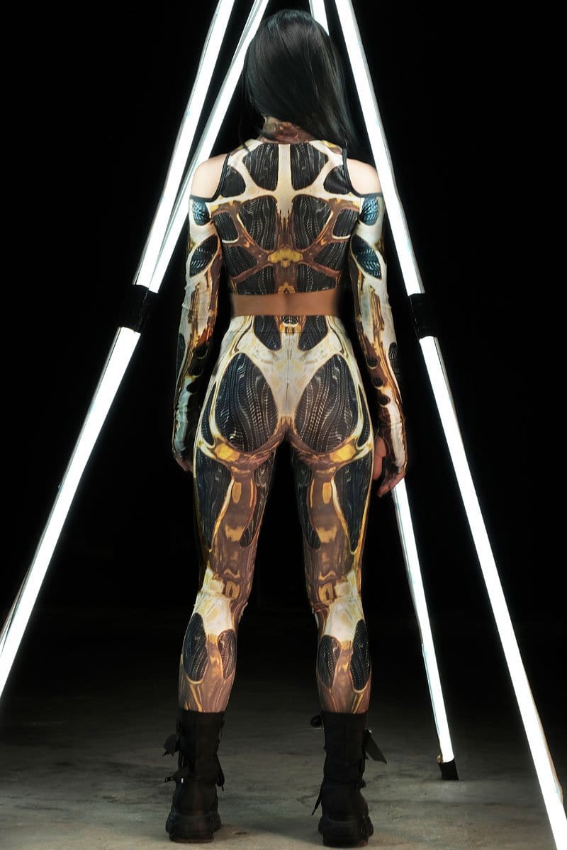 Golden Cyborg Leggings Back View