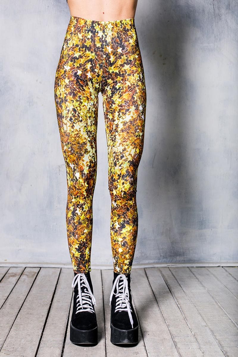 Golden Stars Leggings Close View