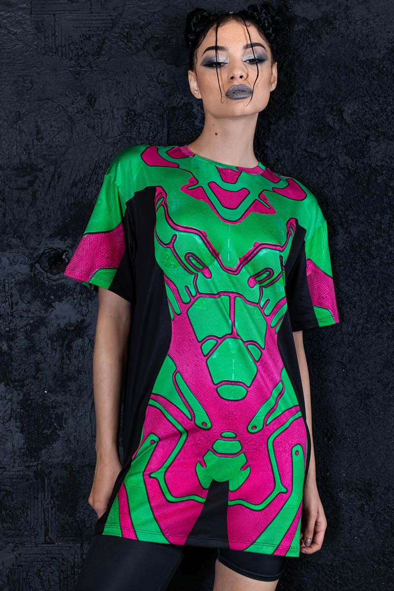 Green Assassin Doll Tee Dress Close View