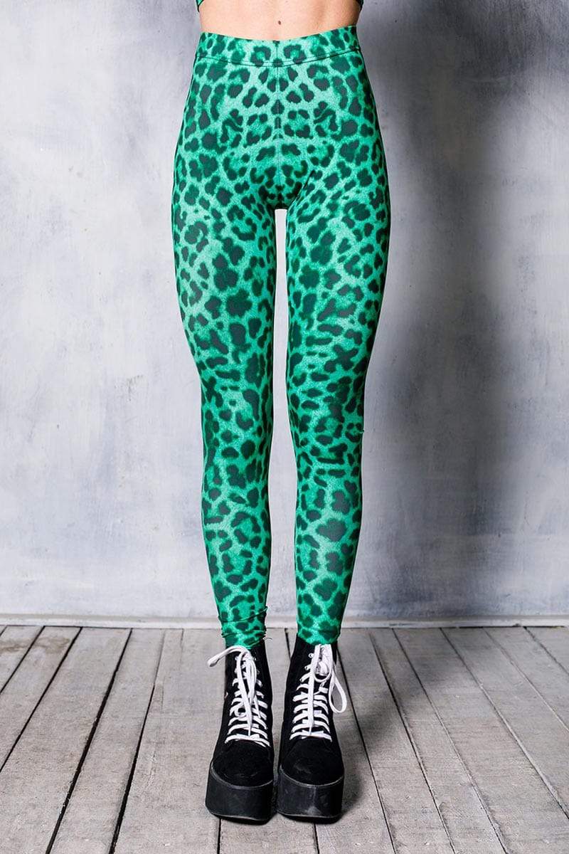 Green Leopard Leggings Set Close View