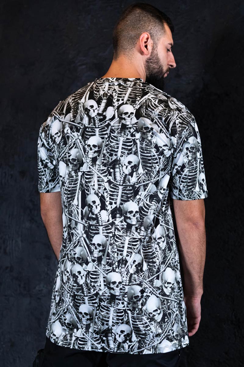 Grey Skeletons Men Oversized Tee Back View