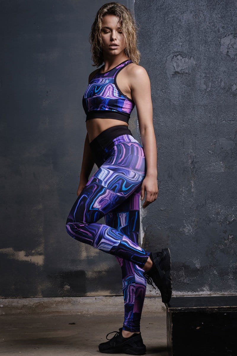 Purple Liquid Workout Leggings Side View