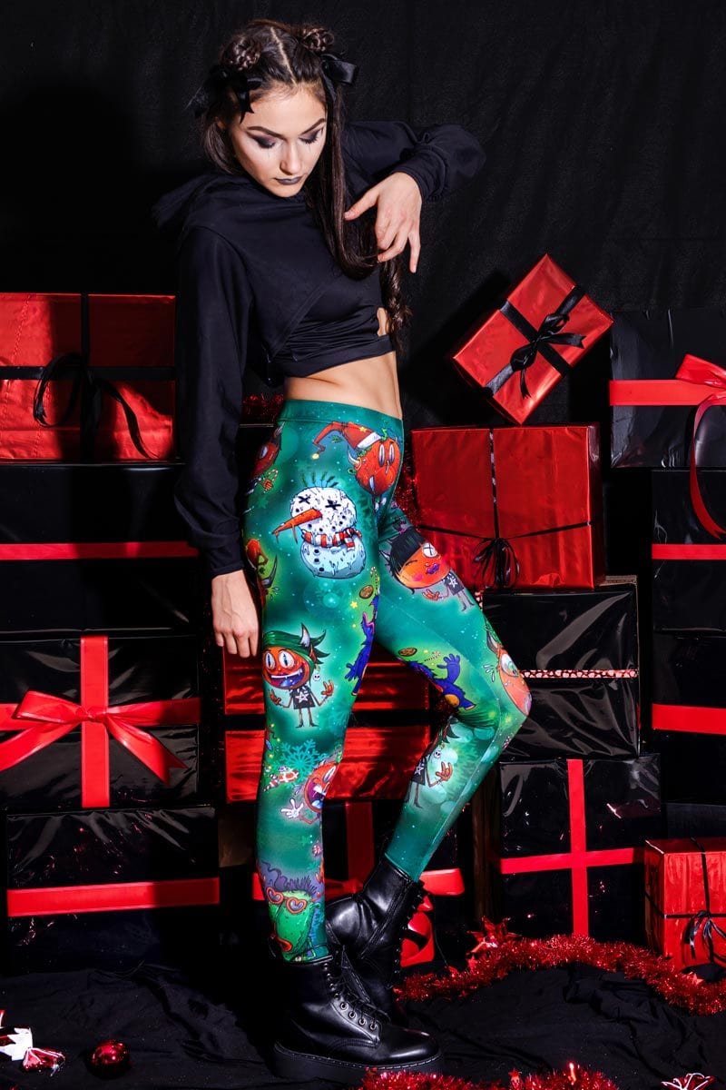 X-Mas Devil Green Leggings Side View