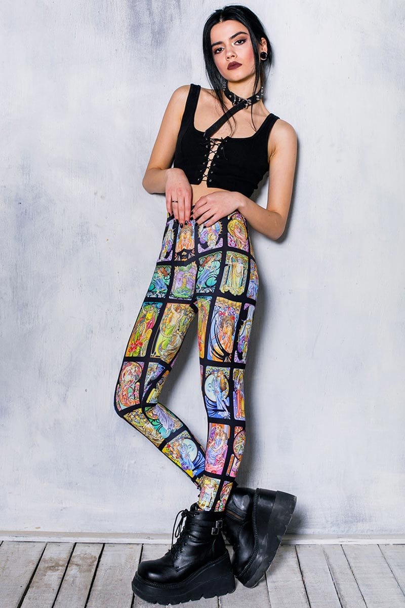 Colorful Tarot Leggings Front View