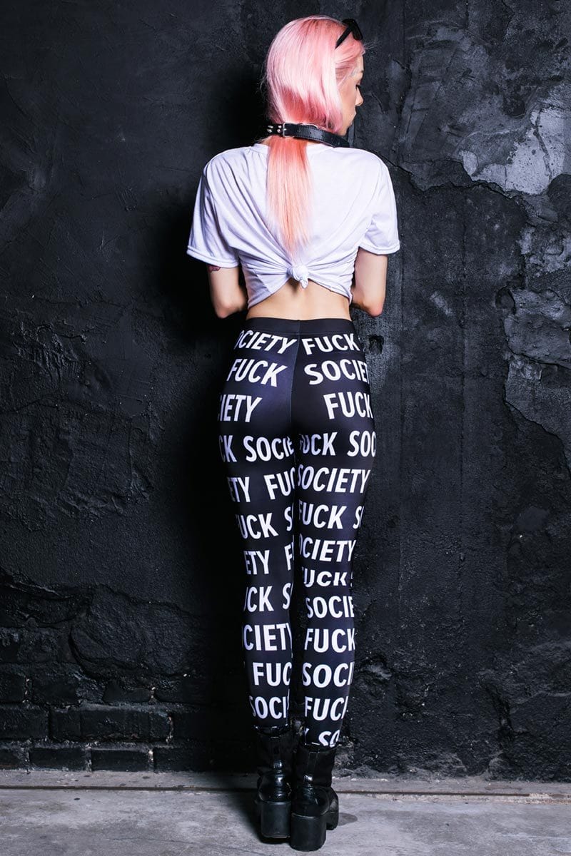 Fuck Society Leggings Back View