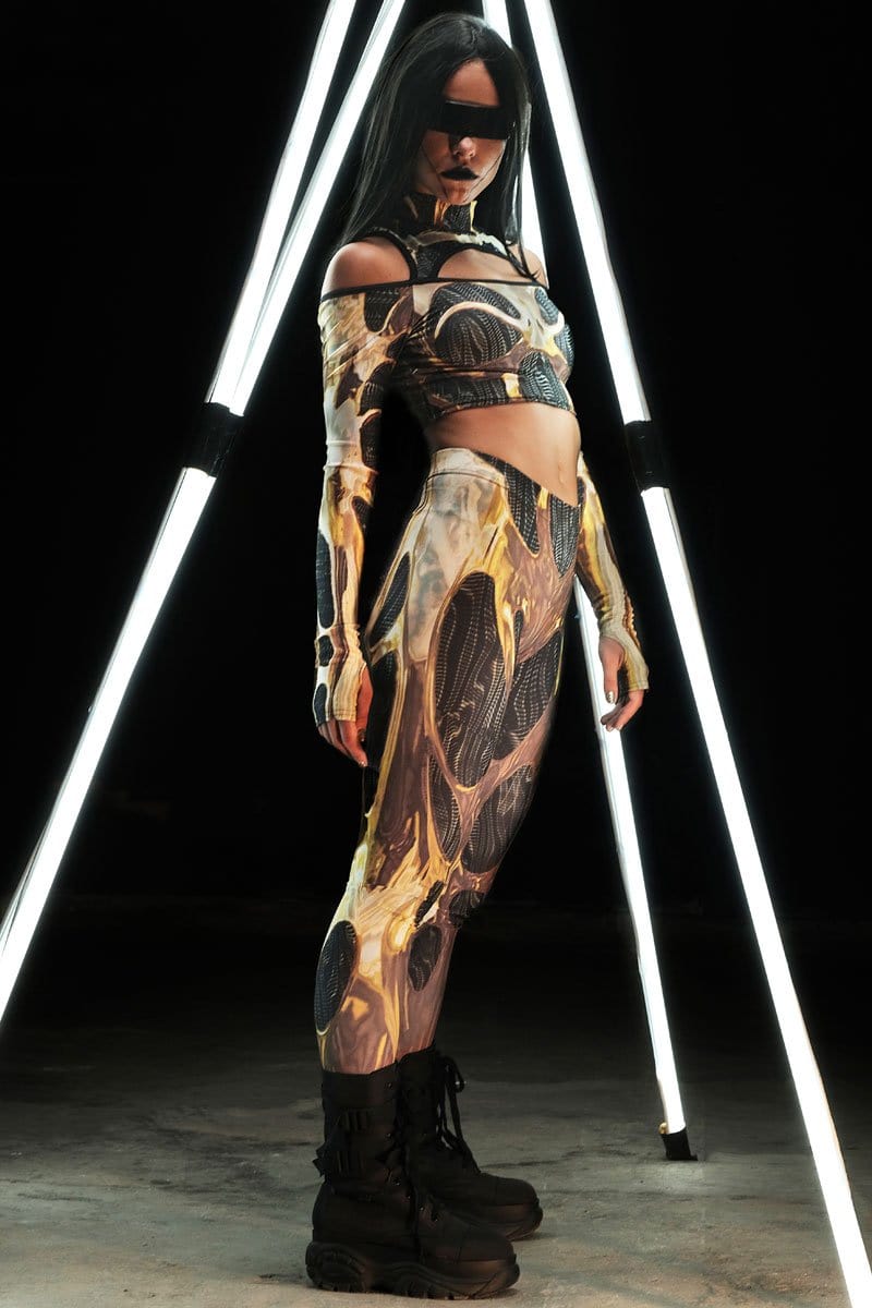 Golden Cyborg Leggings Side View