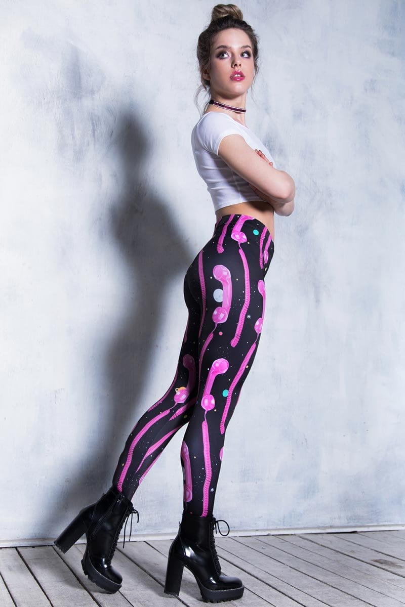 Pink Phone Leggings Side View