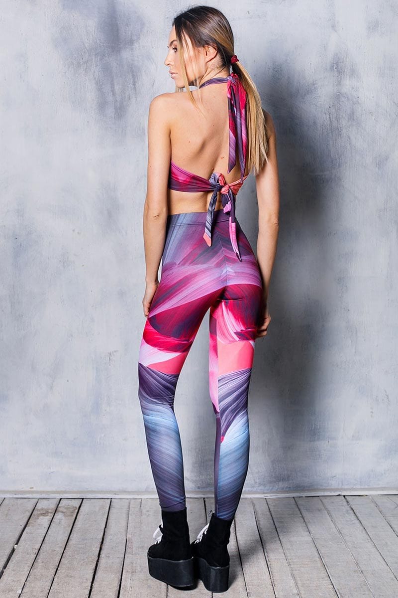 Pink Wave Leggings Back View