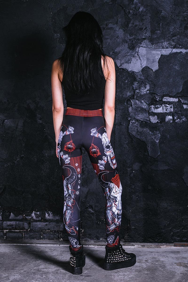 Punk Rock Skull Leggings Back View