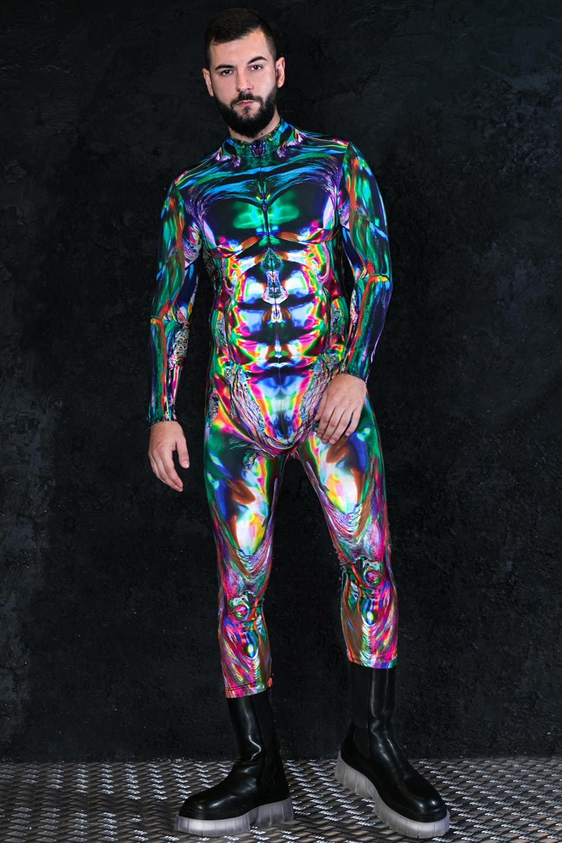 Men Multichrome Skin Costume Front View