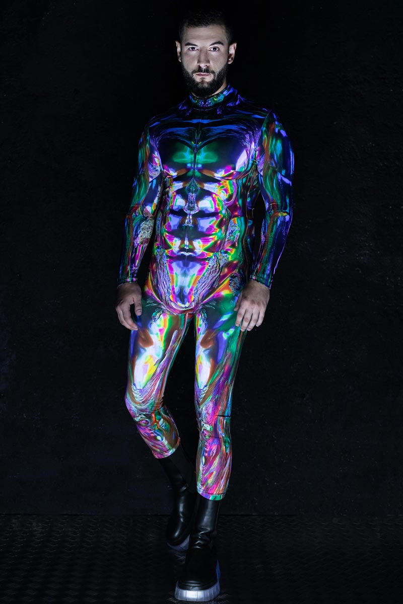 Men Multichrome Skin Costume Full View