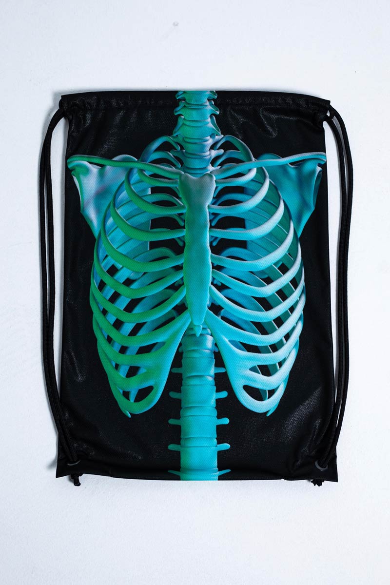 Mint Skeleton Drawstring Bag Close View