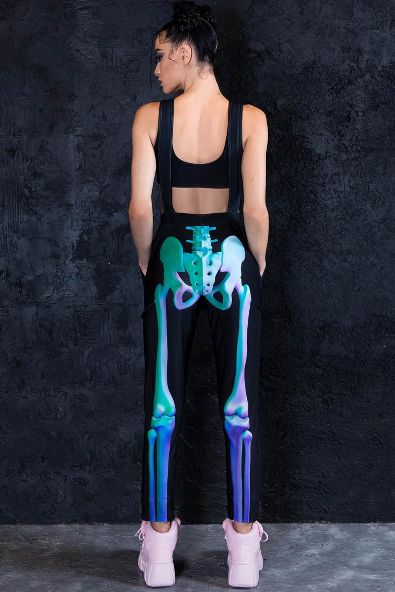 Mint Skeleton Overalls Back View