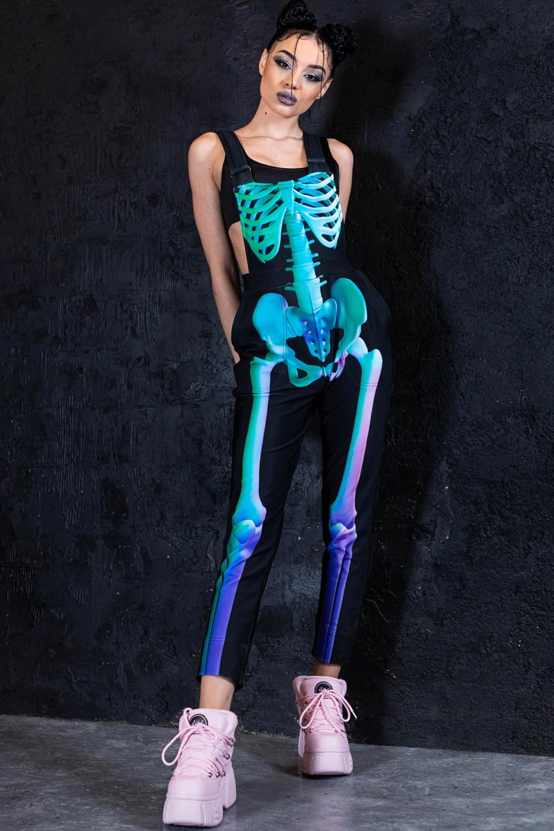 Mint Skeleton Overalls 