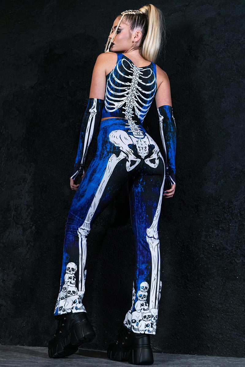 Moonlight Skeleton Bell Bottoms Back View