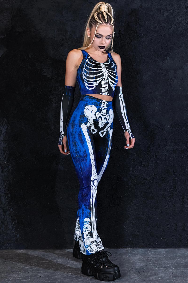 Moonlight Skeleton Bell Bottoms Set Side View