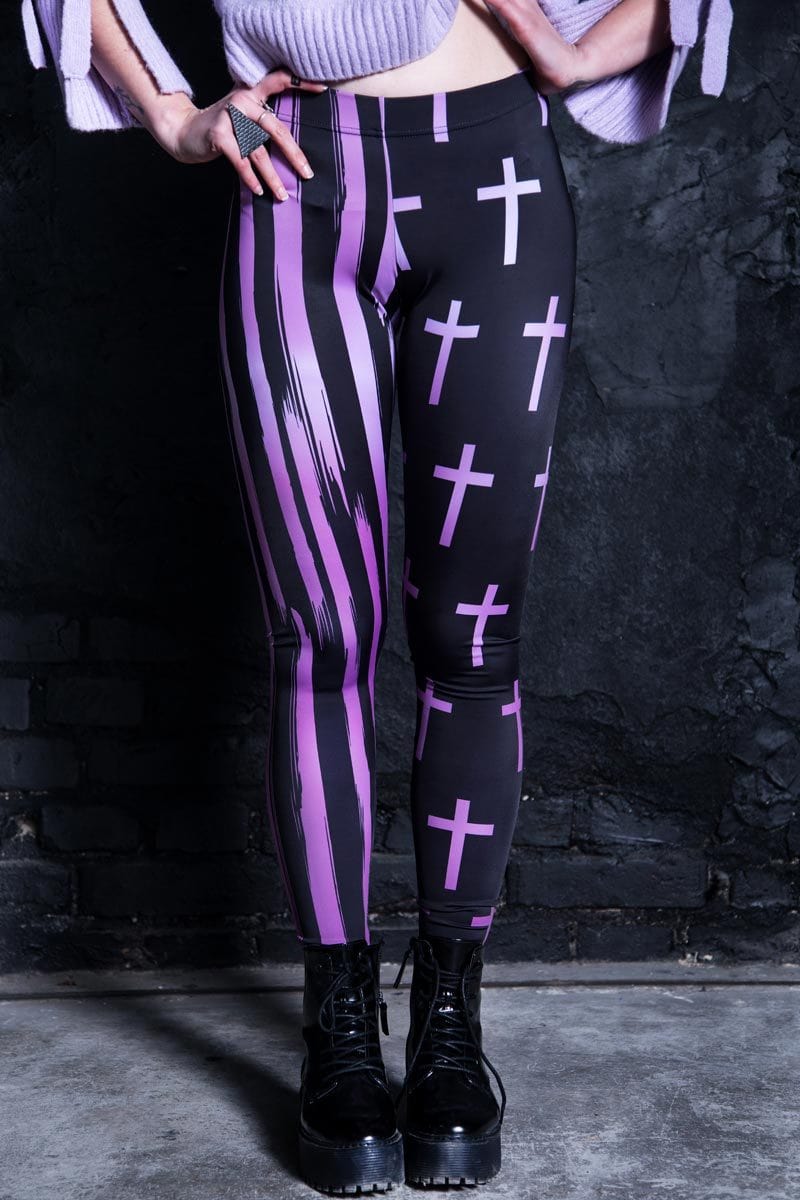 Pastel Cross Leggings Close View