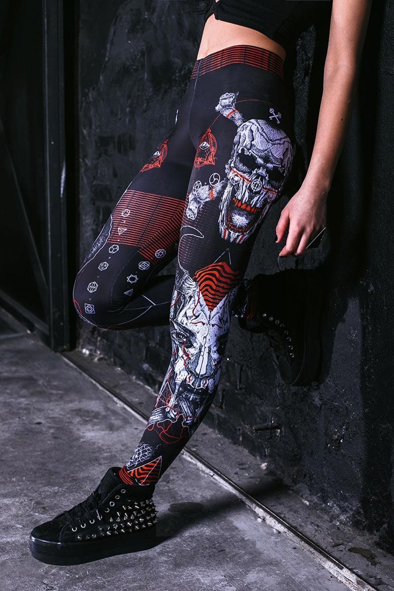 Punk Rock Skull Leggings Close View