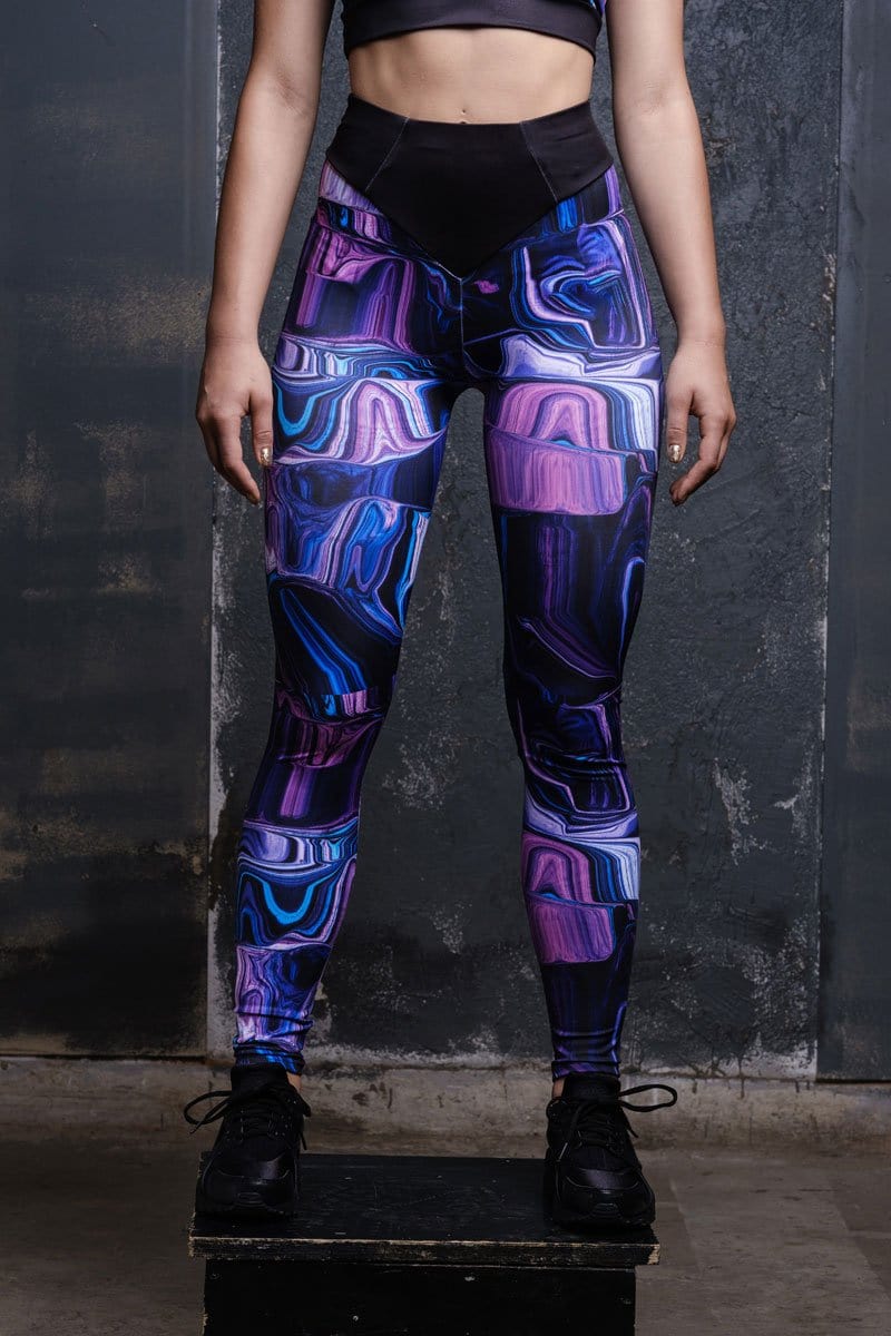 Purple Liquid Workout Leggings Close View