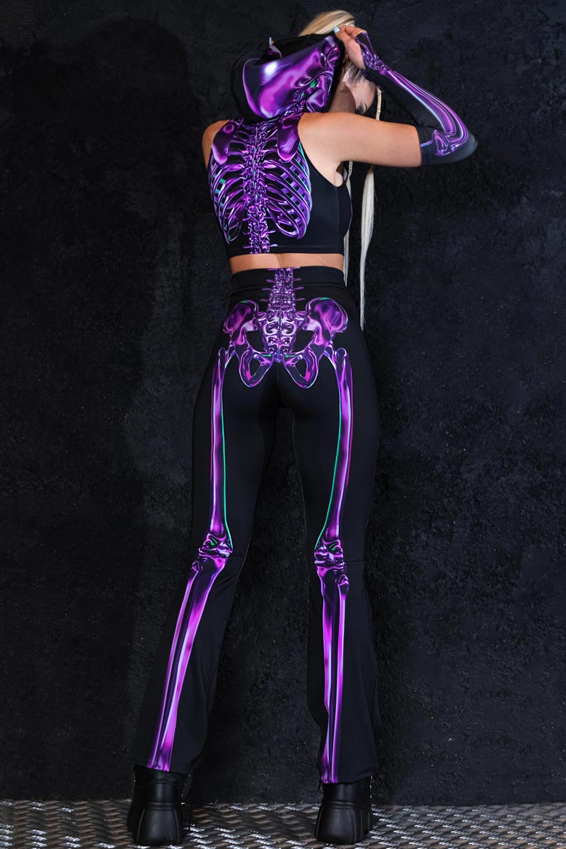 Purple Skeleton Bell Bottoms Back View