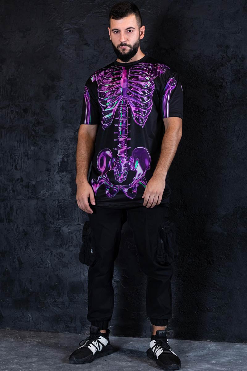 Purple Skeleton Men Oversized Tee Full View