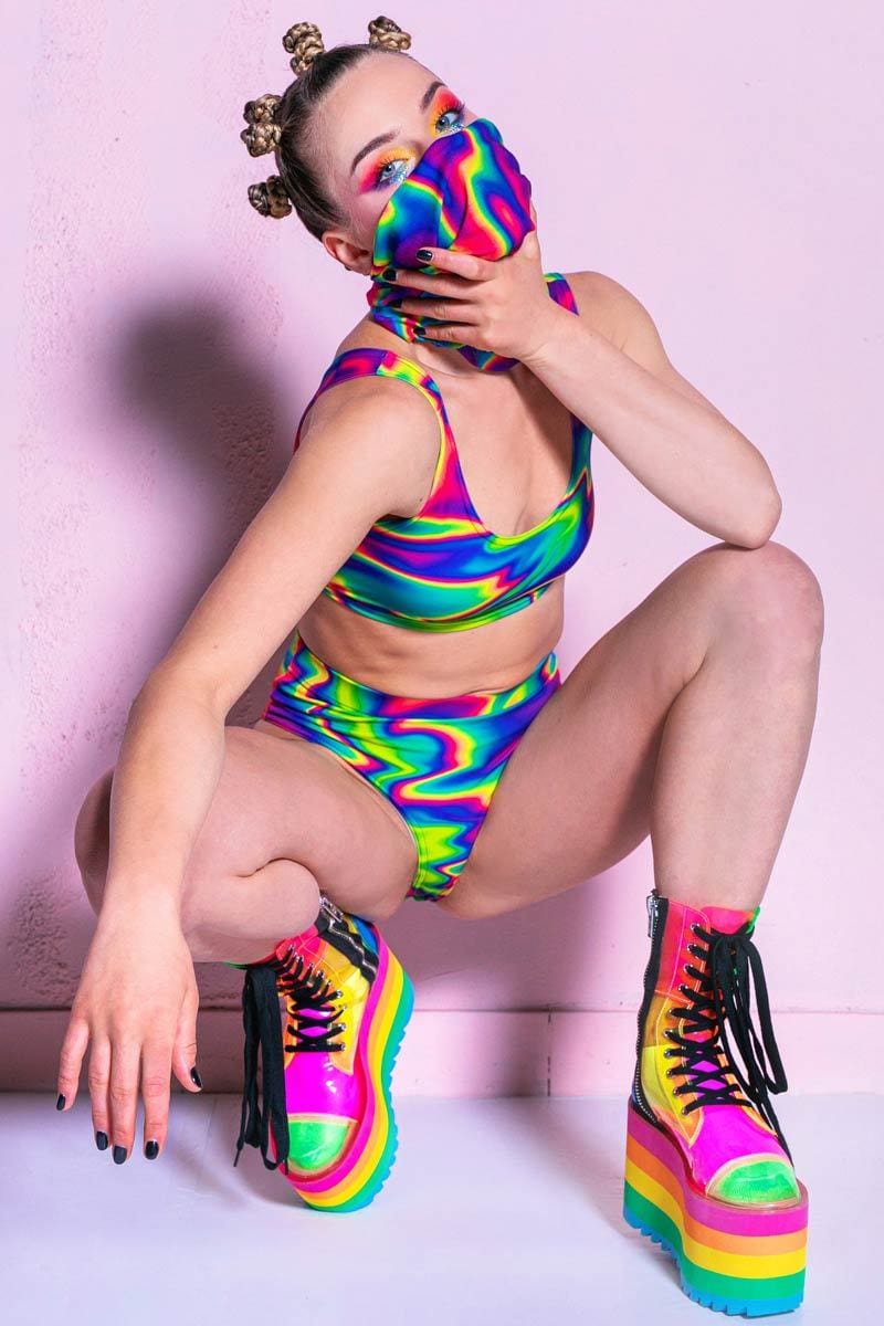 Rainbow Liquid Bra Top Front View