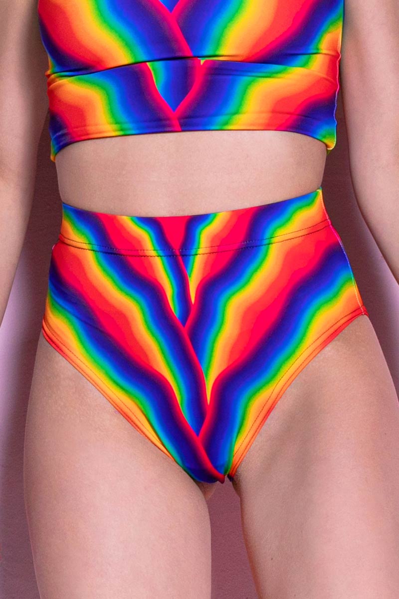 Rainbow Paradise Booty Shorts Close View