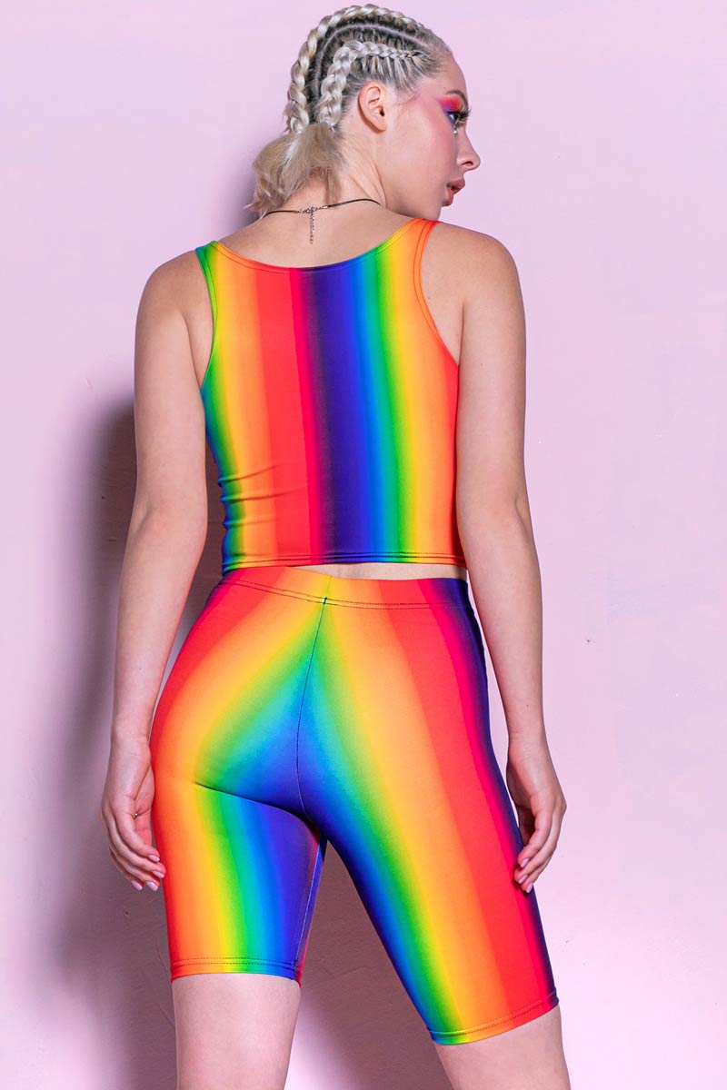 Rainbow Spectrum Biker Shorts Back View