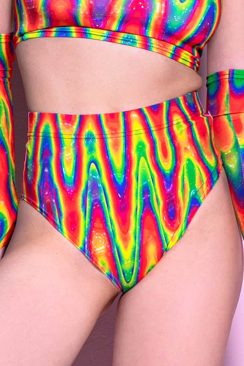 Rainbow Trip Booty Shorts Close View