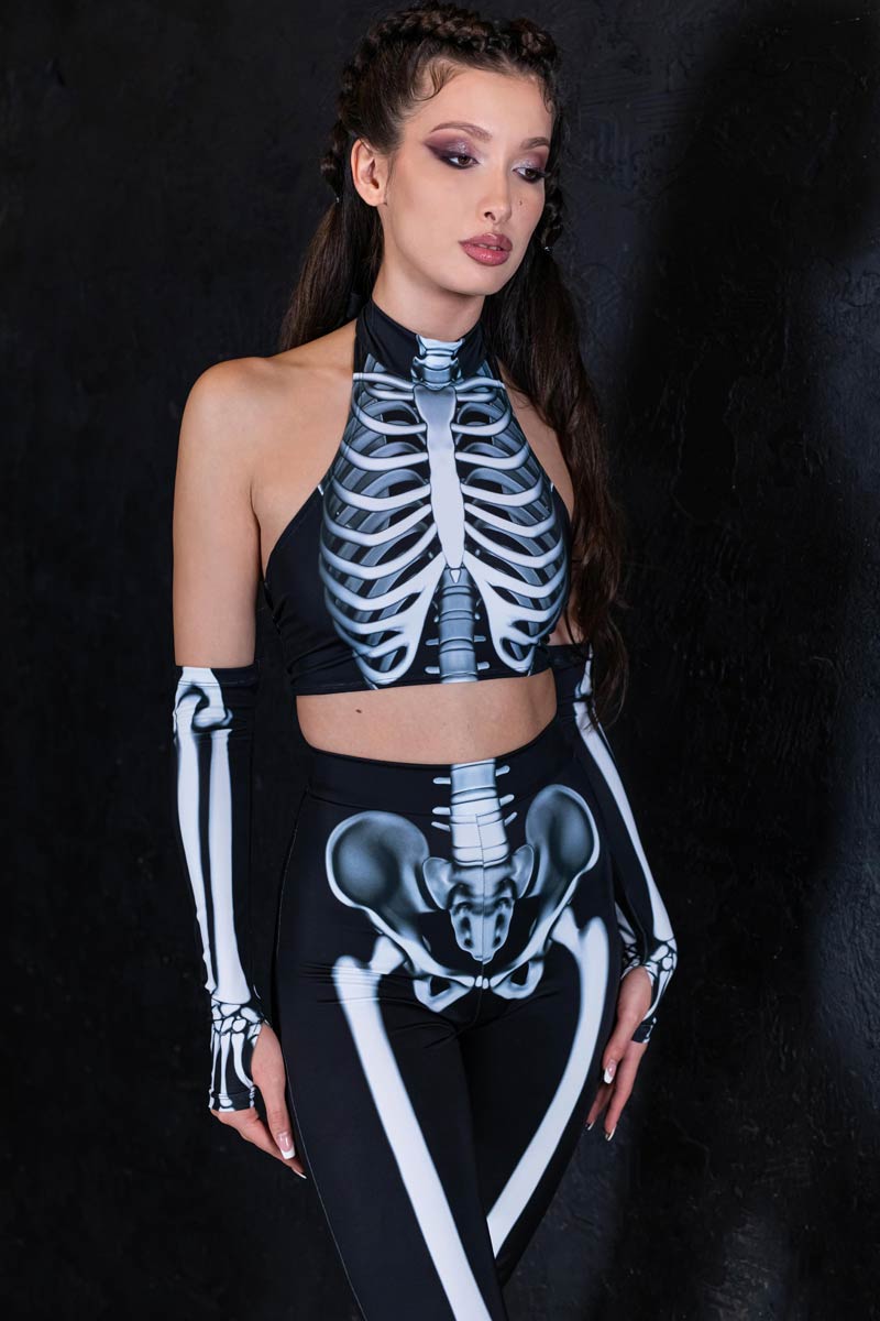 Rattling Bones Halter Neck Top Close View