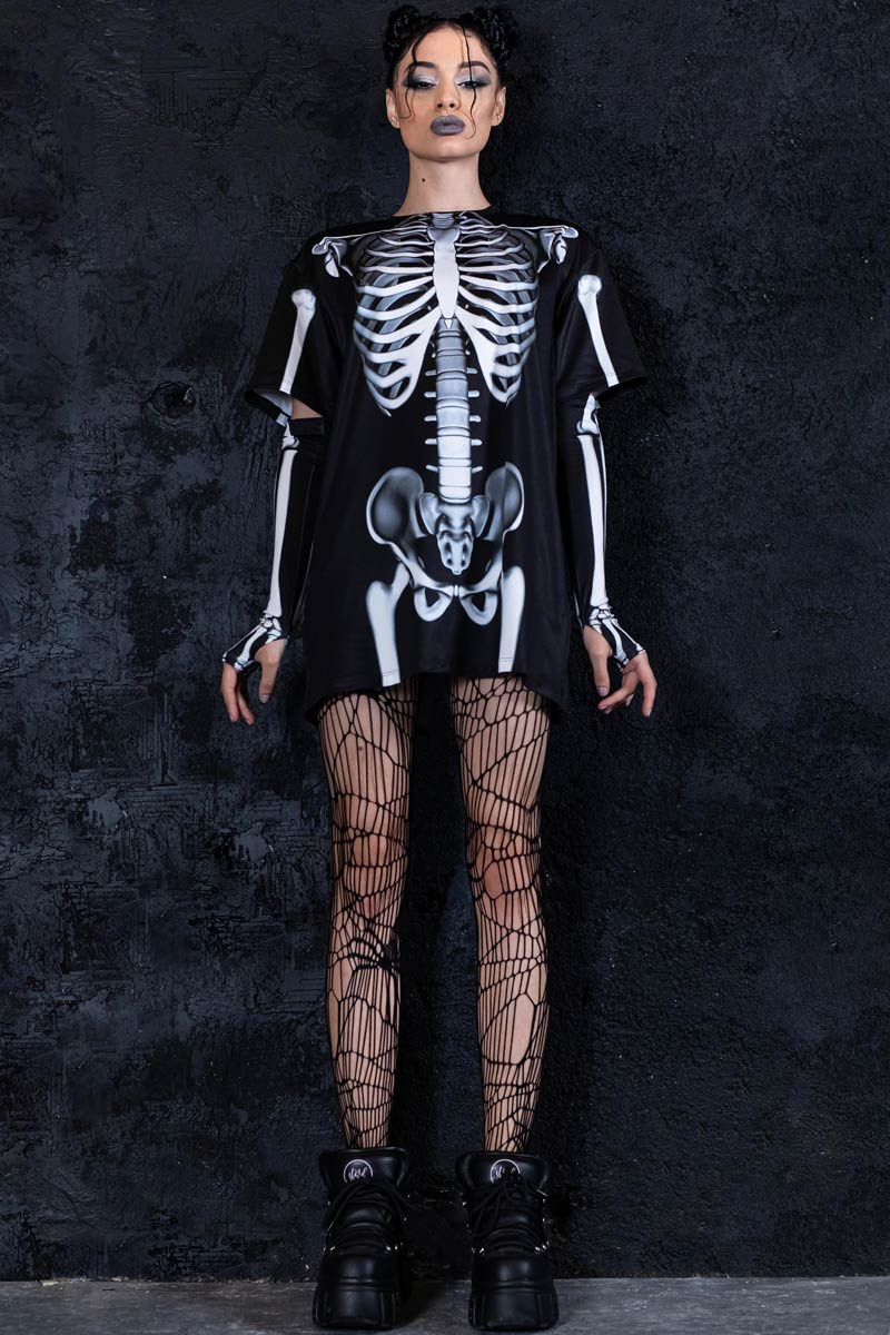 Rattling Bones Oversized Tee Dress Full View