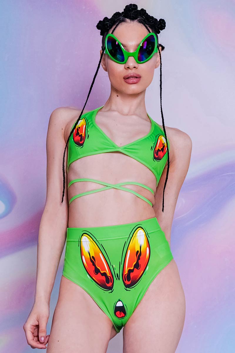 Raving Alien Booty Shorts Set Close View