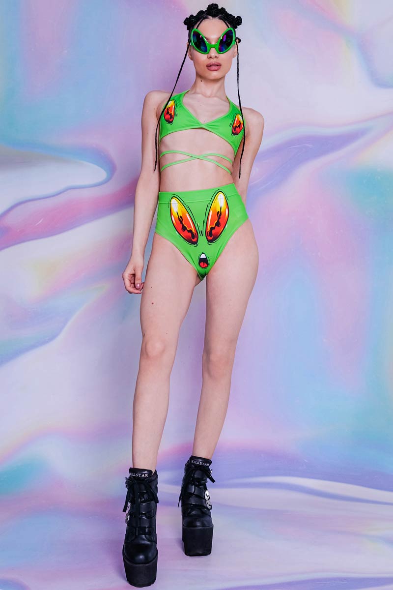 Raving Alien Booty Shorts Set Full View